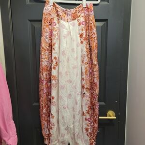 Anthropologie Floral Orange and White Pants